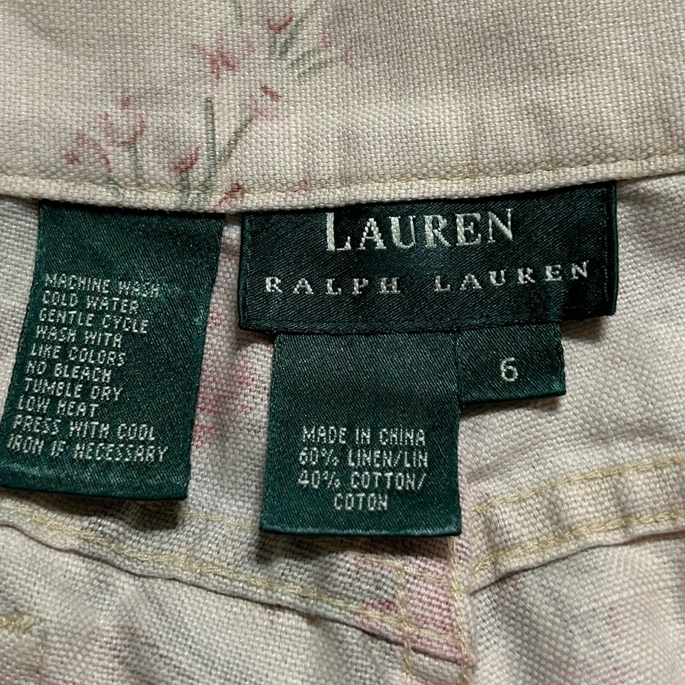 Ralph Lauren Cream Pink Jeans with Pink & Green Floral Print - Picture 4 of 5